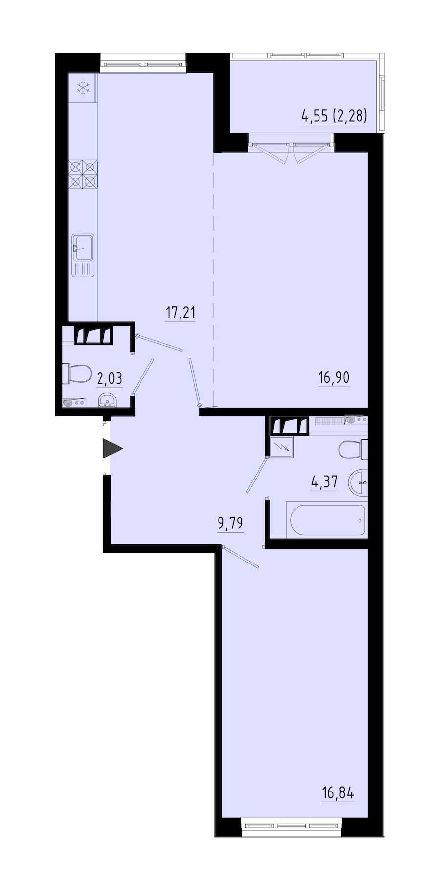 Однокомнатная квартира в : площадь 67.9 м2 , этаж: 2 – купить в Санкт-Петербурге